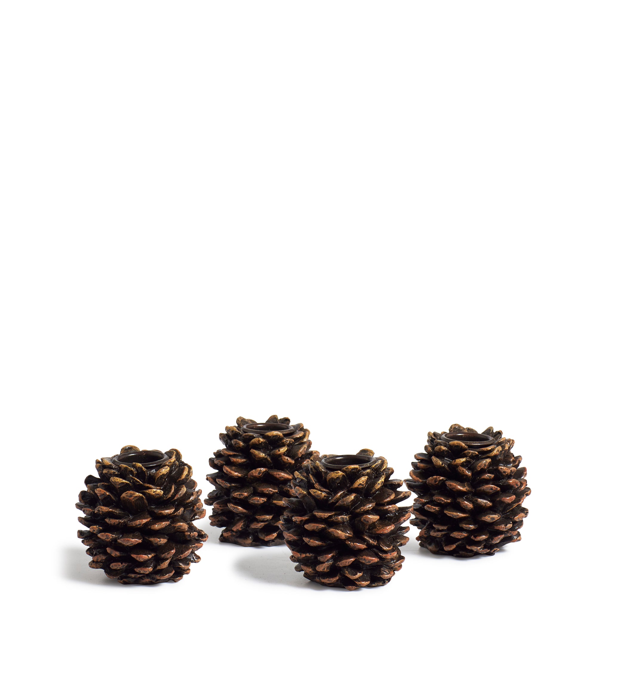 Pine Cone Candle Holders - Small - Set of Four - Small - Brown