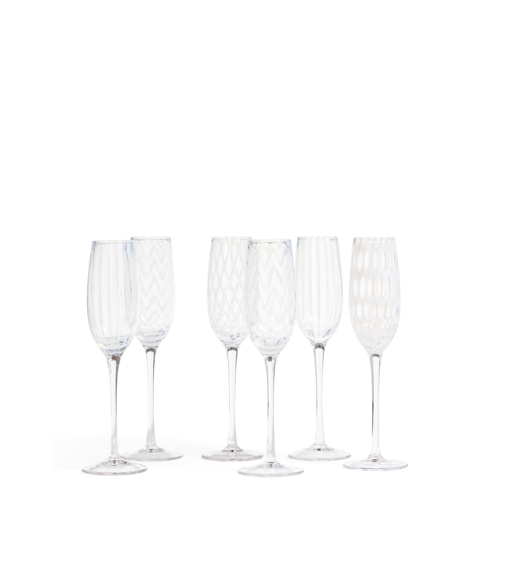 Pulcinella Champagne Glasses - Set of Six - White