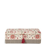 Sheki Upholstered Ottoman - Charcoal/Venetian Red