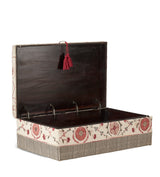 Sheki Upholstered Ottoman - Charcoal/Venetian Red