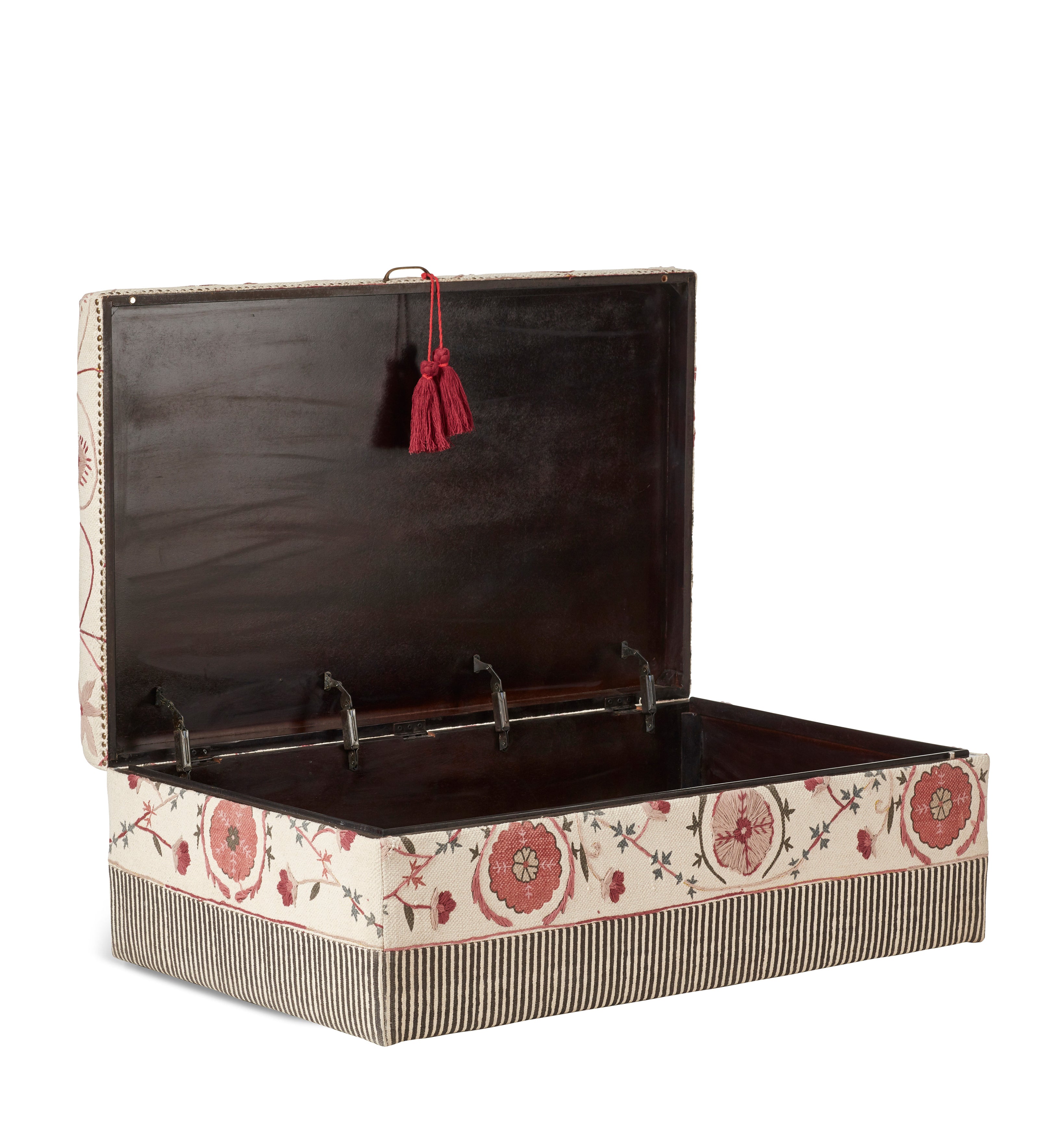 Sheki Upholstered Ottoman - Charcoal/Venetian Red