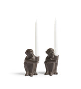 Simia Pair of Candle Holders - Antique Brown