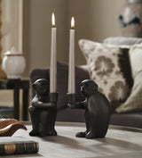 Simia Pair of Candle Holders - Antique Brown