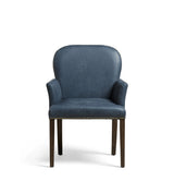 Stafford Leather Dining Chair with Arms - Smoke Blue
