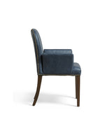 Stafford Leather Dining Chair with Arms - Smoke Blue