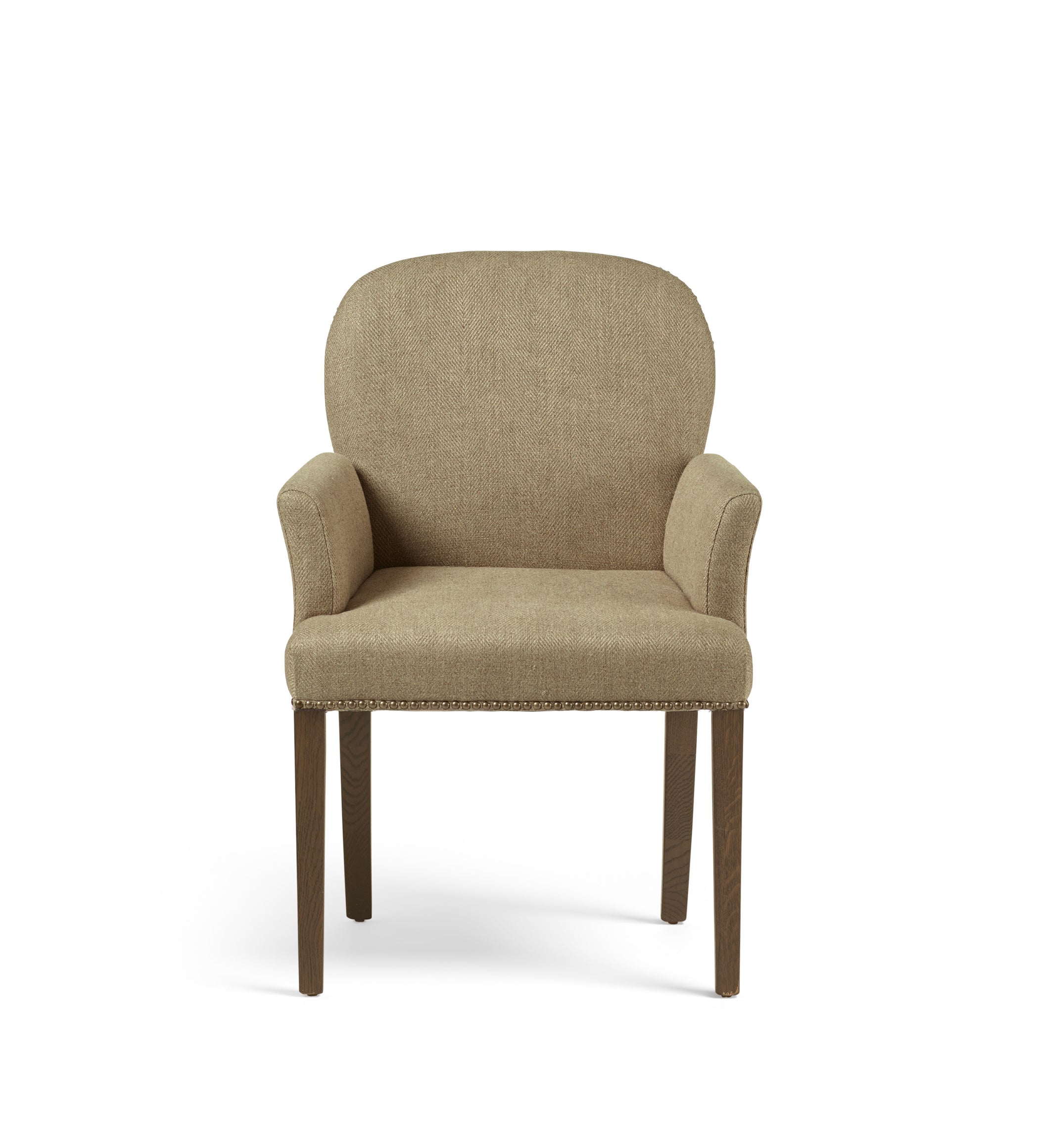 Stafford Linen Dining Chair with Arms - Wild Oats Wide Herringbone