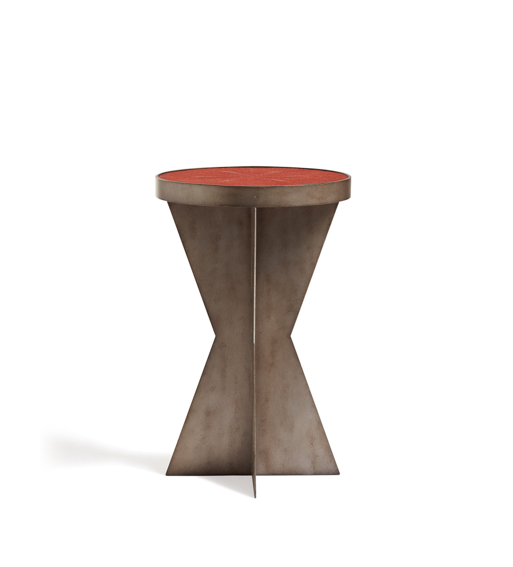 Stello Shagreen Side Table - Moroccan Red