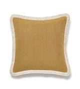 Stonewashed Linen Cushion Cover with Fringing - Ochre