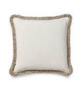Stonewashed Linen Cushion Cover with Fringing - Off-White