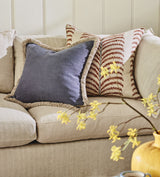 Stonewashed Linen Cushion Cover with Fringing - Petrol