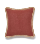 Stonewashed Linen Cushion Cover with Fringing - Terra