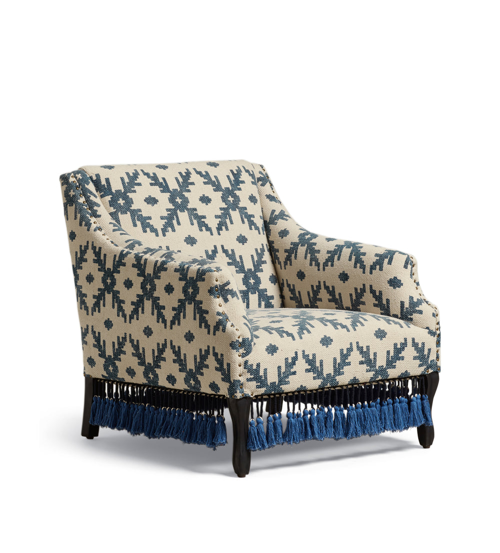 Tarma Lazaret Cotton Armchair - Midnight Blue/Off-White