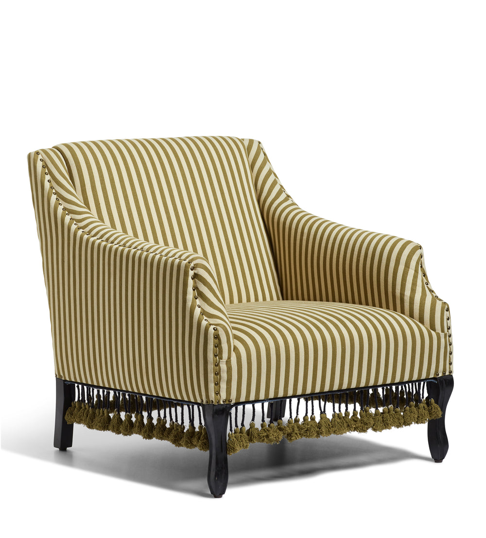 Tarma Stripe Cotton Armchair - Olive