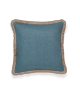 Wilma Cushion Cover with Fringing - Mid Blue