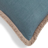 Wilma Cushion Cover with Fringing - Mid Blue