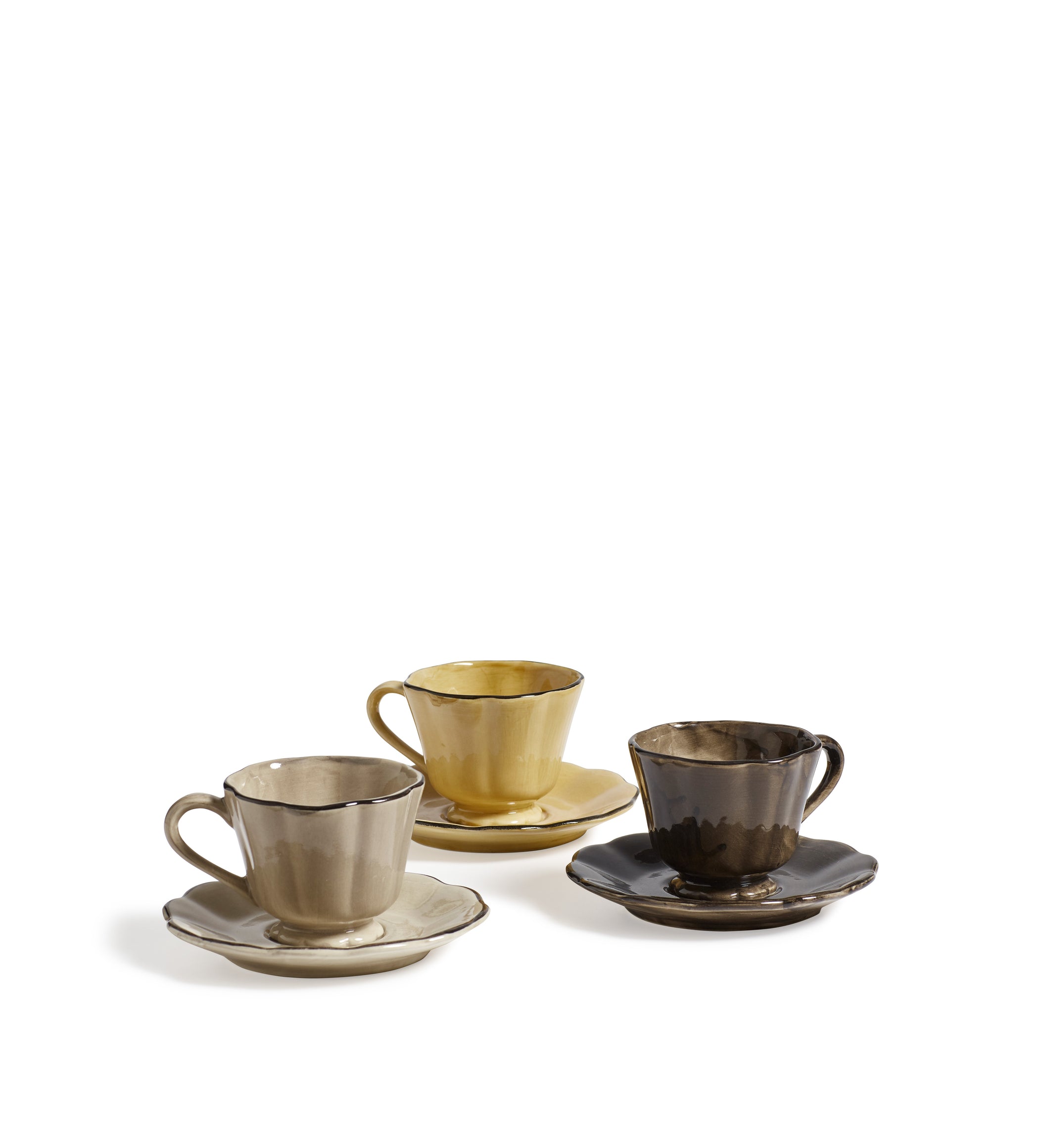 Winslow Cups and Saucers - Set of Three - Multi