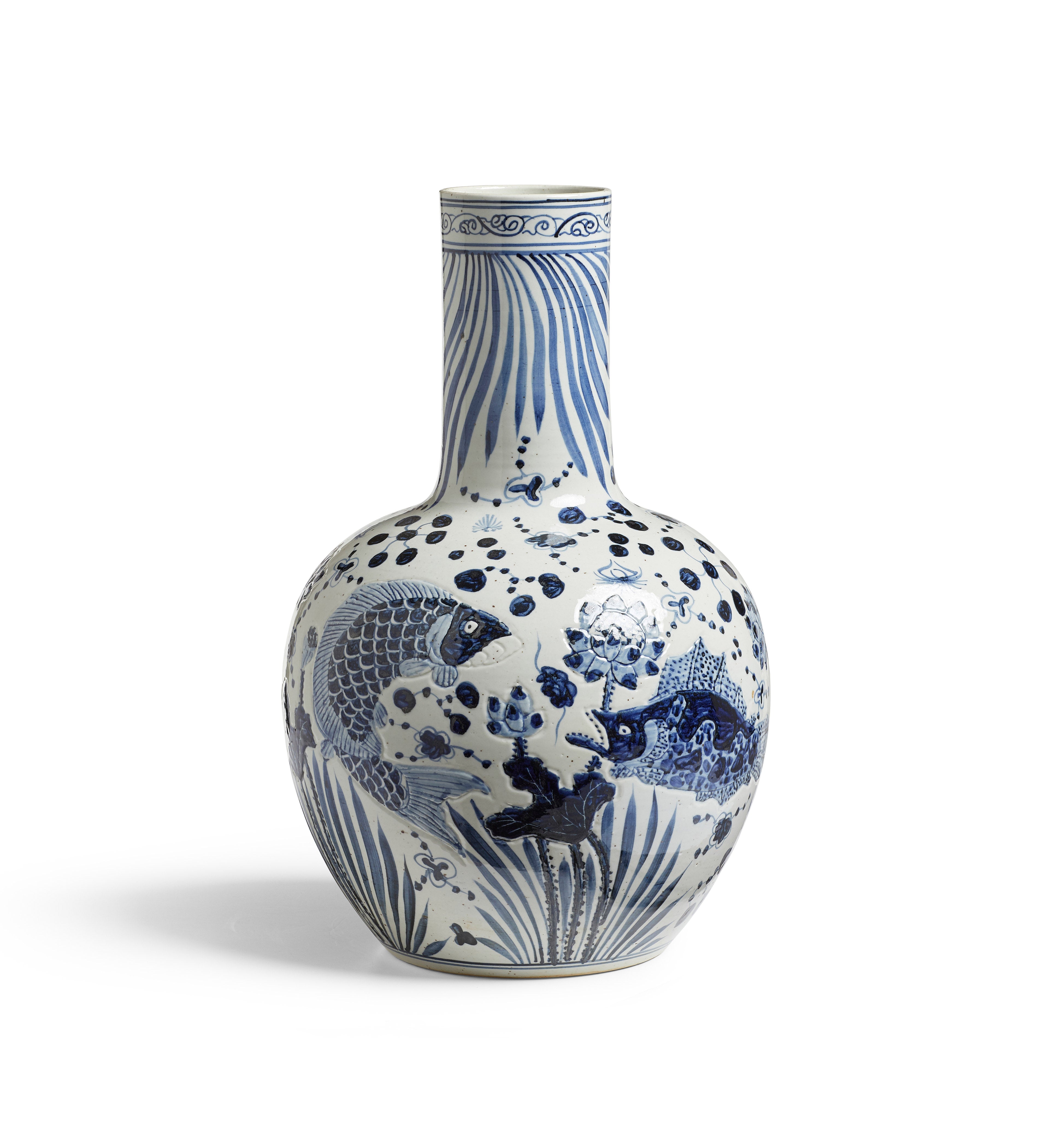 Large Zhoushan Vase - Blue/White | OKA