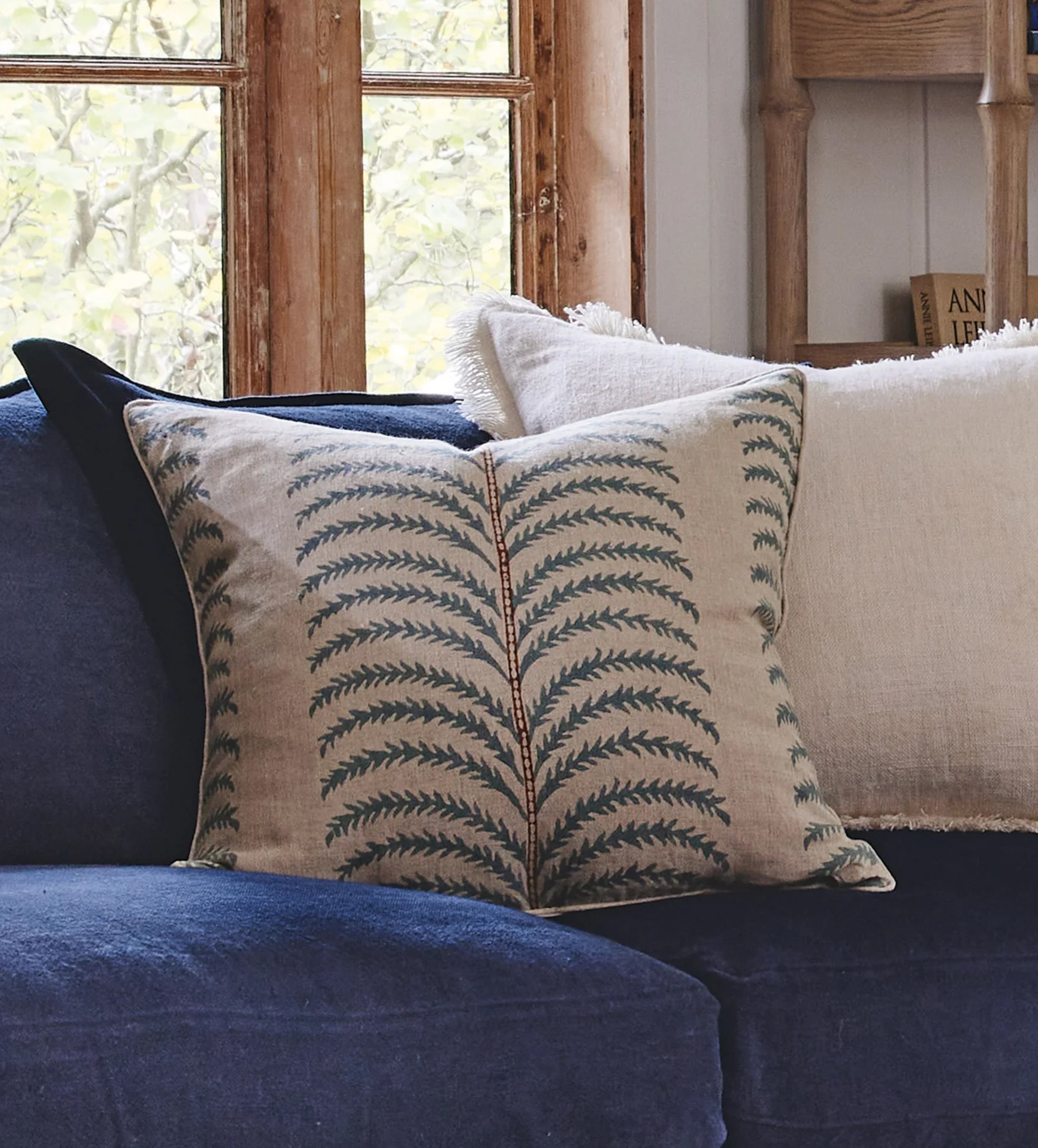 Areca Cushion Cover - Seafoam/Dirty Orange