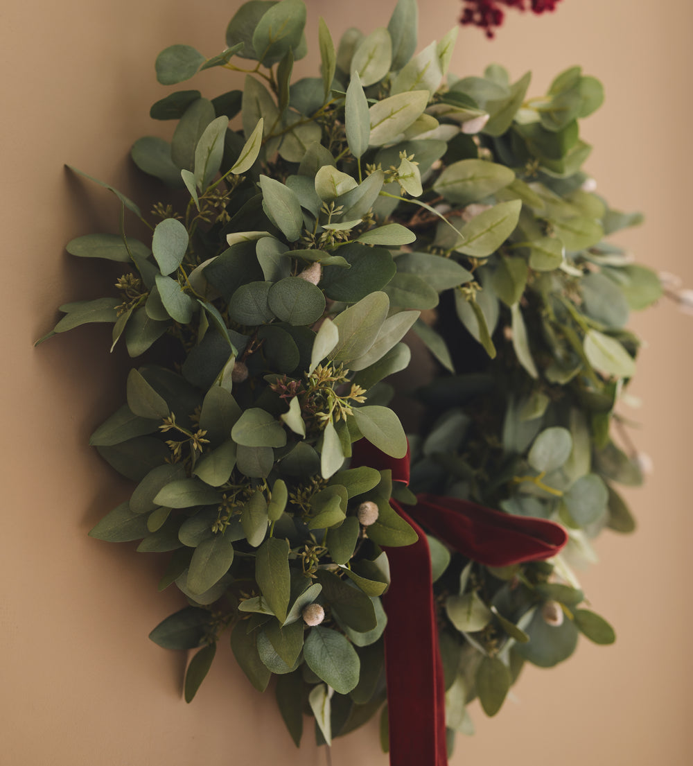 Faux Eucalyptus Wreath - Pale Green