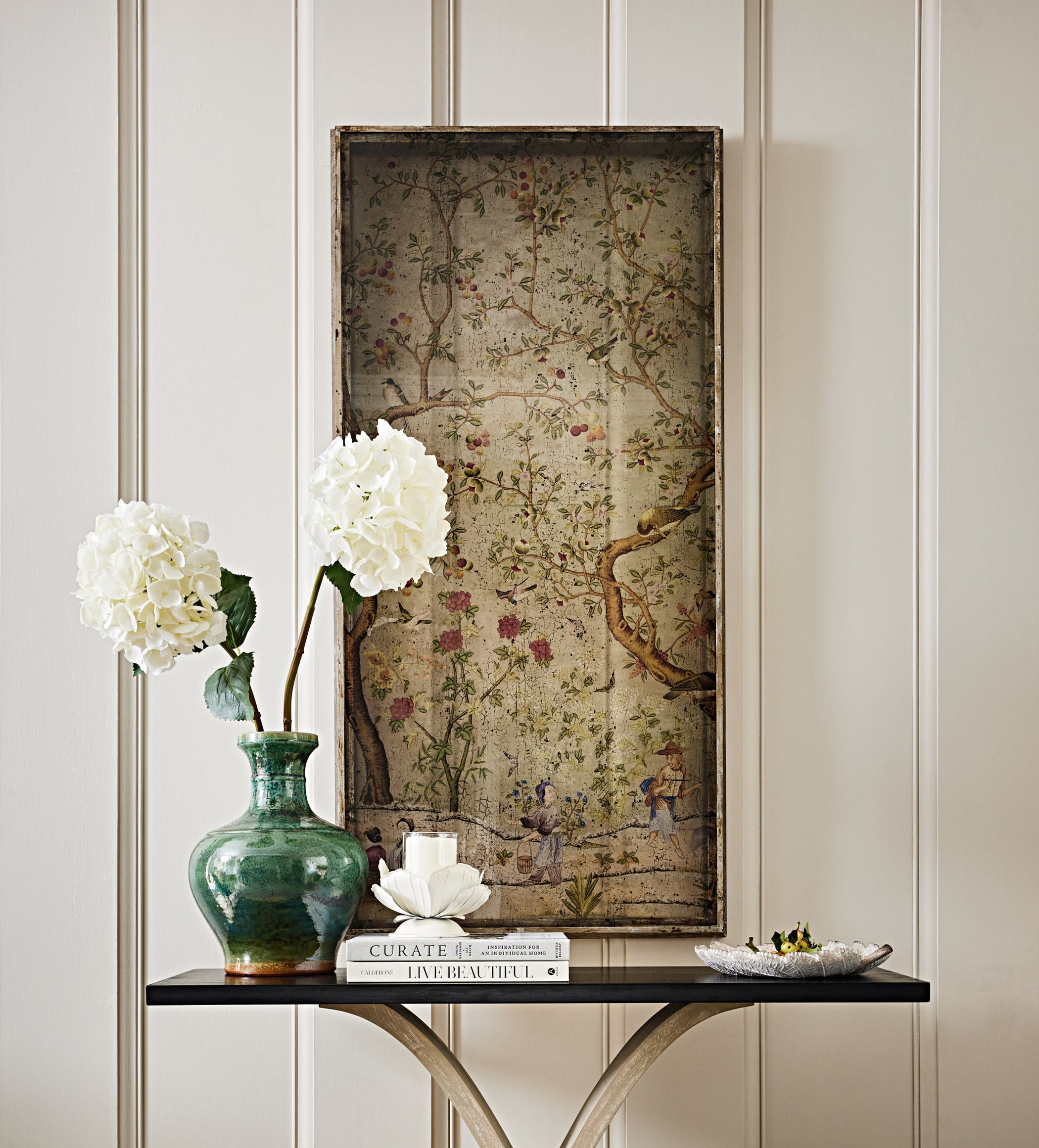 Hokkaido Wall Art Panels - Set of Four - Distressed Green