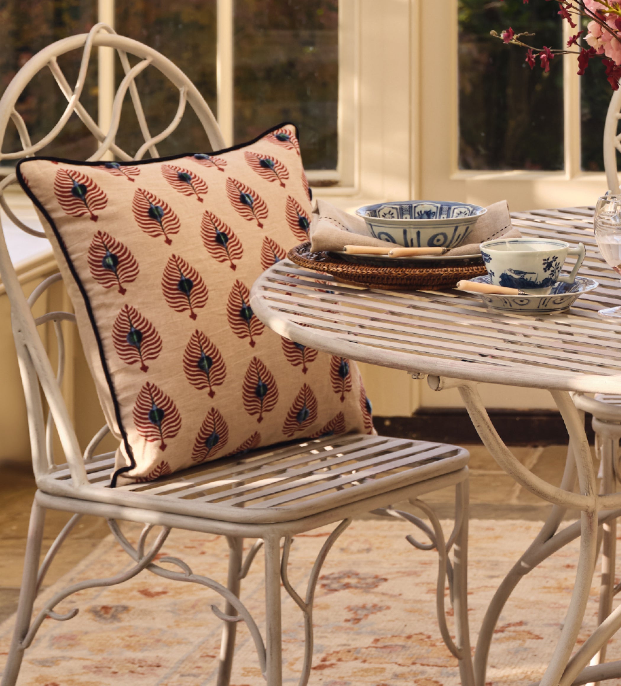 Ocellus Cushion Cover - Natural/Red
