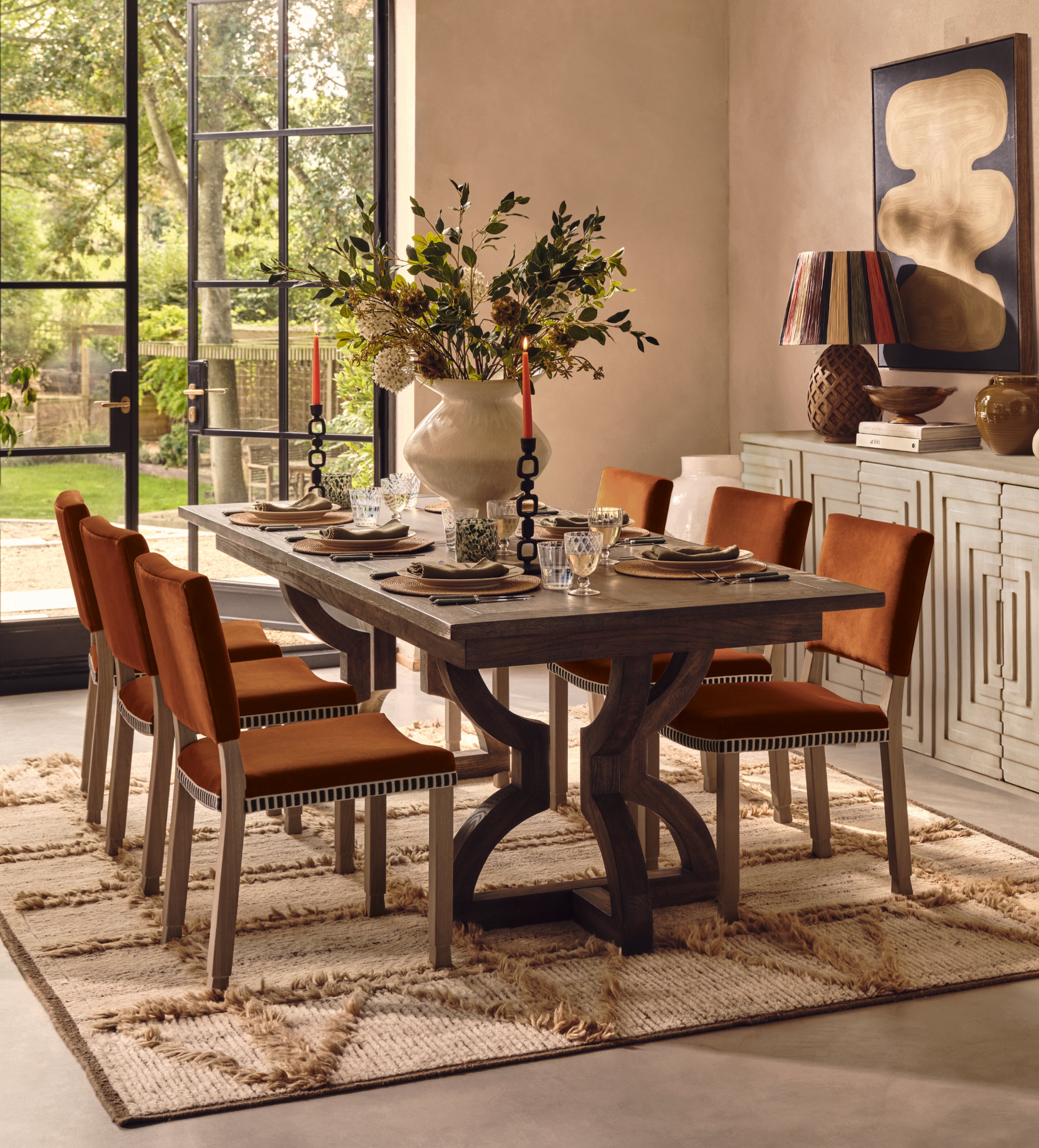 Abbey Velvet Dining Chair - Dirty Orange