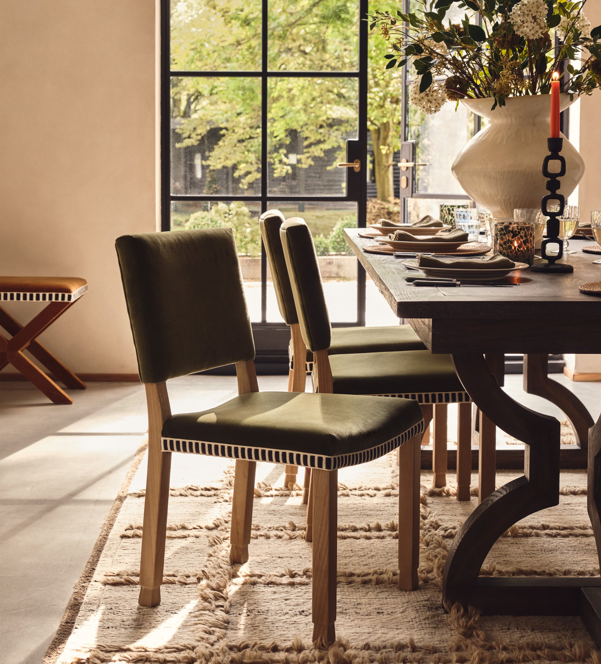 Abbey Velvet Dining Chair - Spruce