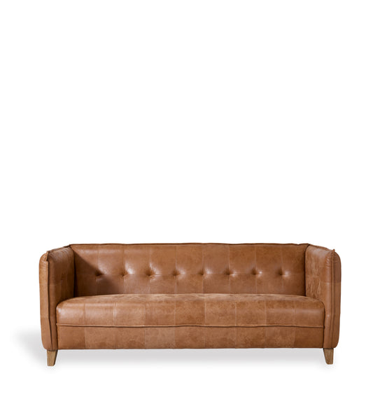 Abbotsford Leather 3-Seater Sofa - Aged Tobacco Brown
