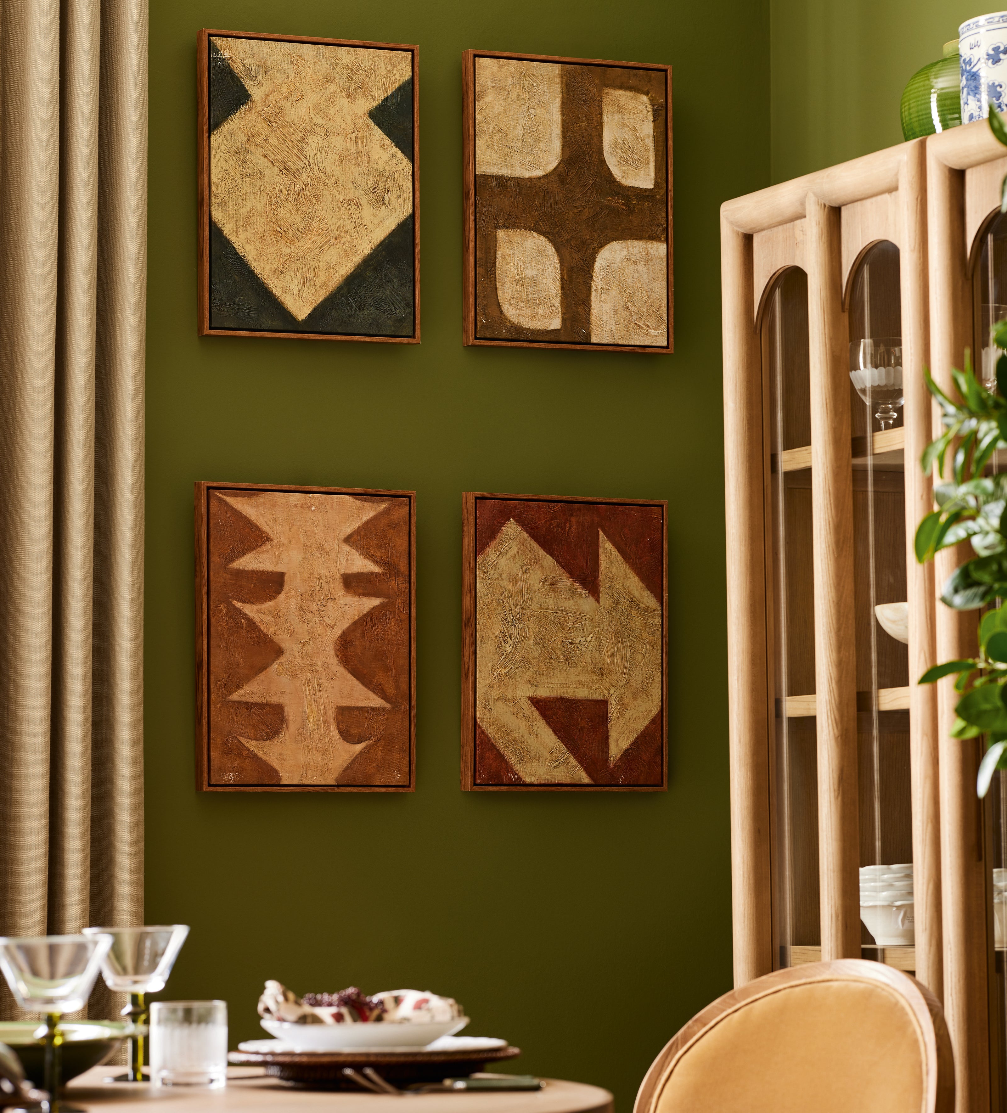 Abstrato Hand-Painted Wall Art - Set of Four - Multi