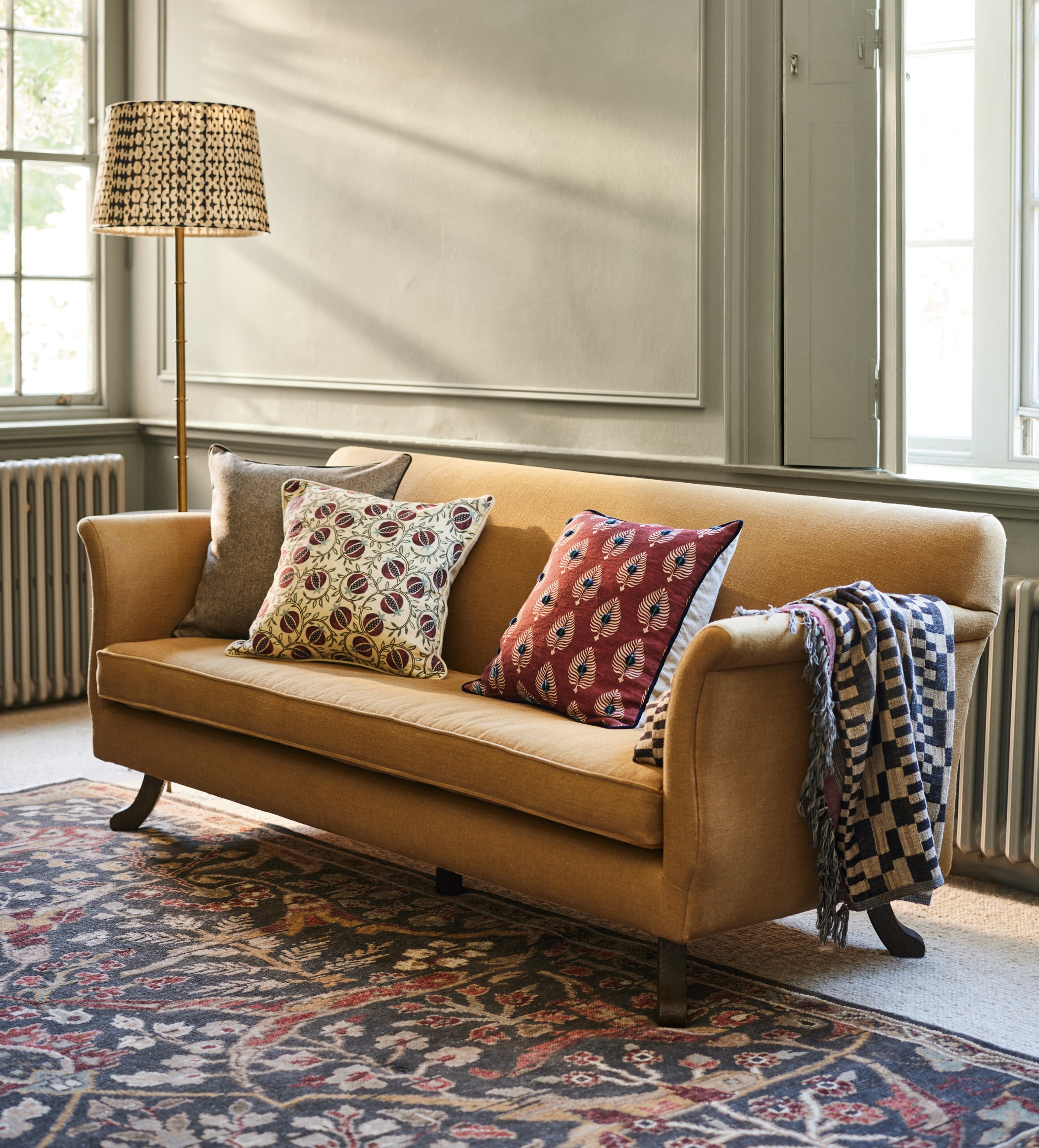 Alexandrina Linen 3-Seater Sofa - Dark Caramel