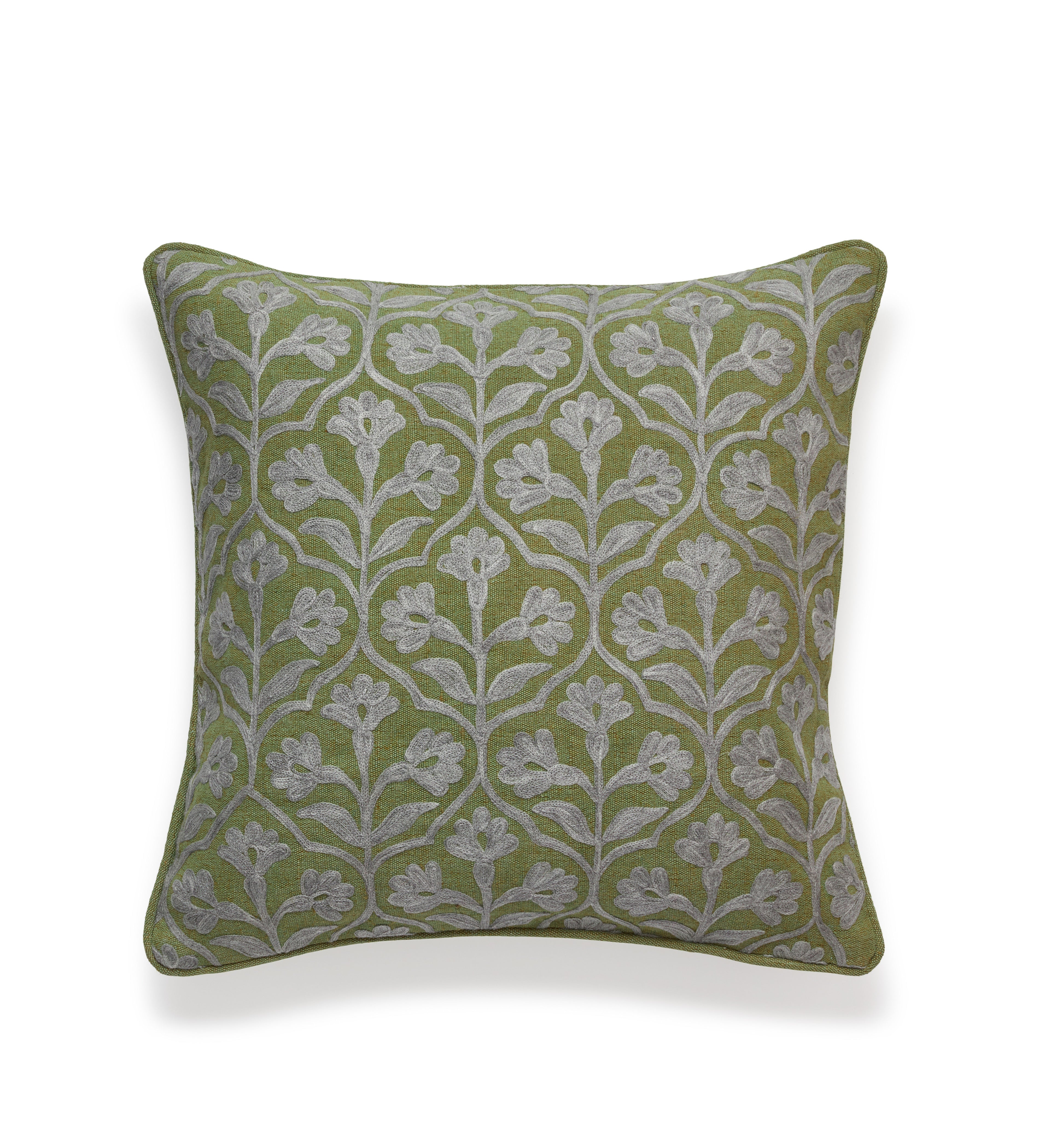 Allamanda Cushion Cover - Grey/Green | OKA