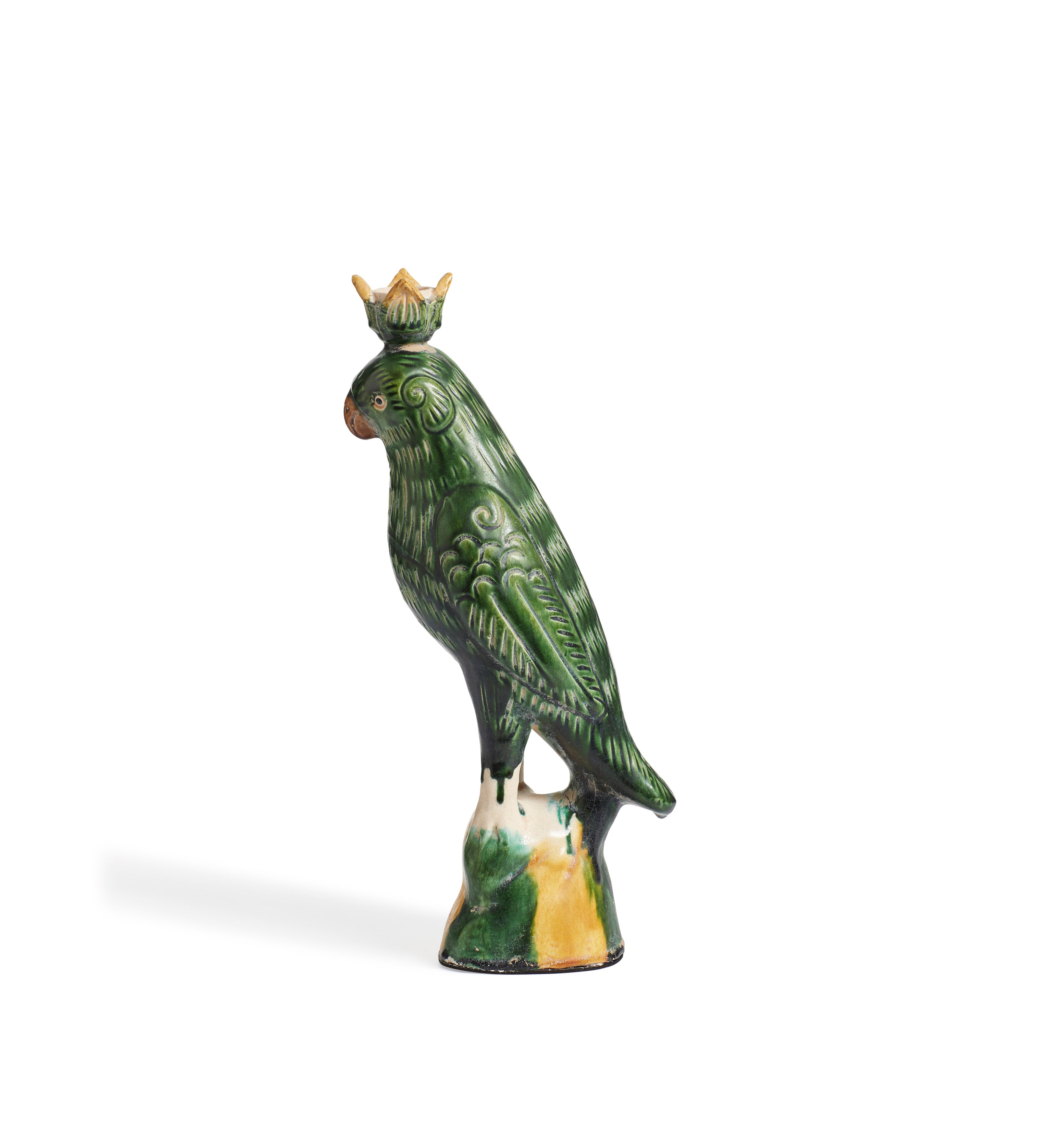Althea Ceramic Parrot Candle Holder - Dark Green