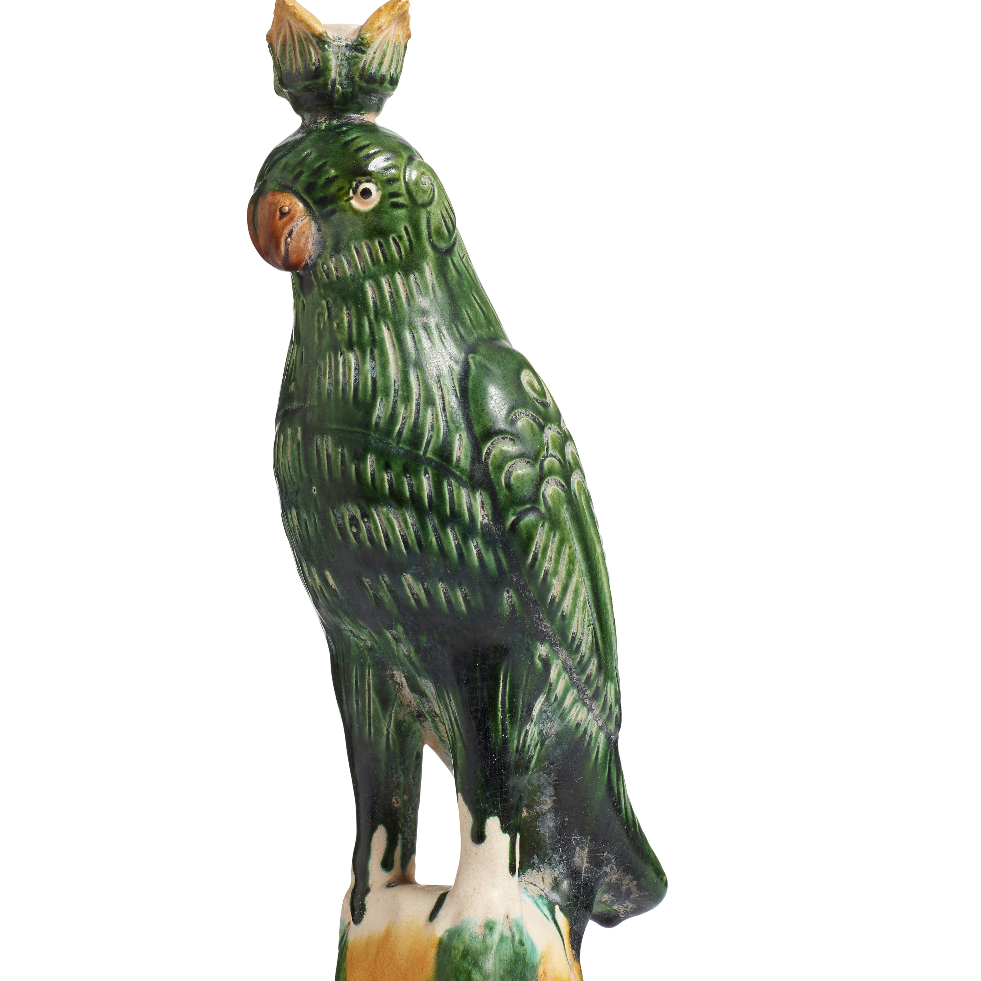 Althea Ceramic Parrot Candle Holder - Dark Green