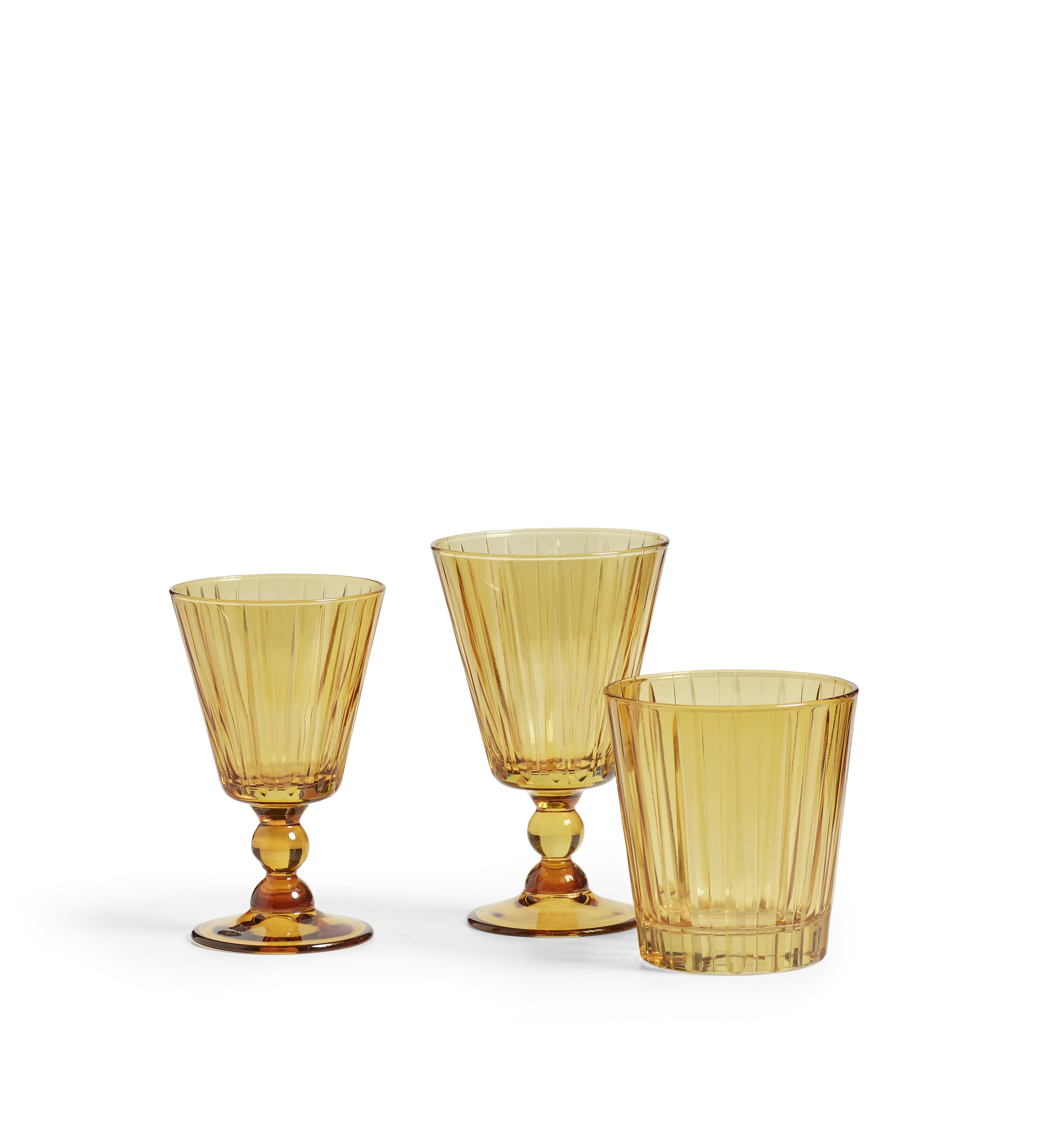 Ampelos Cut Red Wine Glasses - Set of Four - Amber