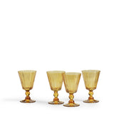 Ampelos Cut White Wine Glasses - Set of Four - Amber