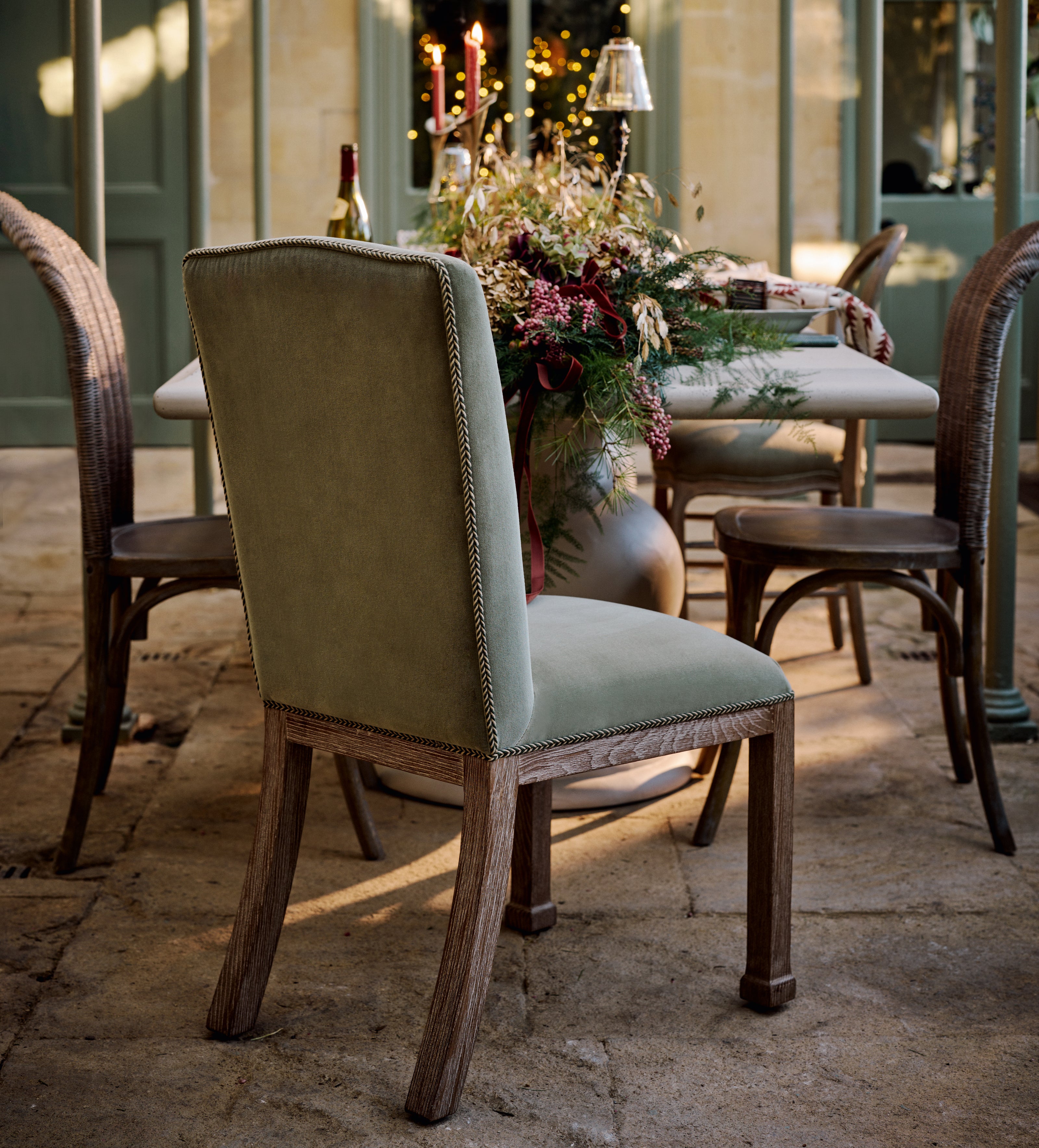 Anwen Velvet Dining Chair - Lichen