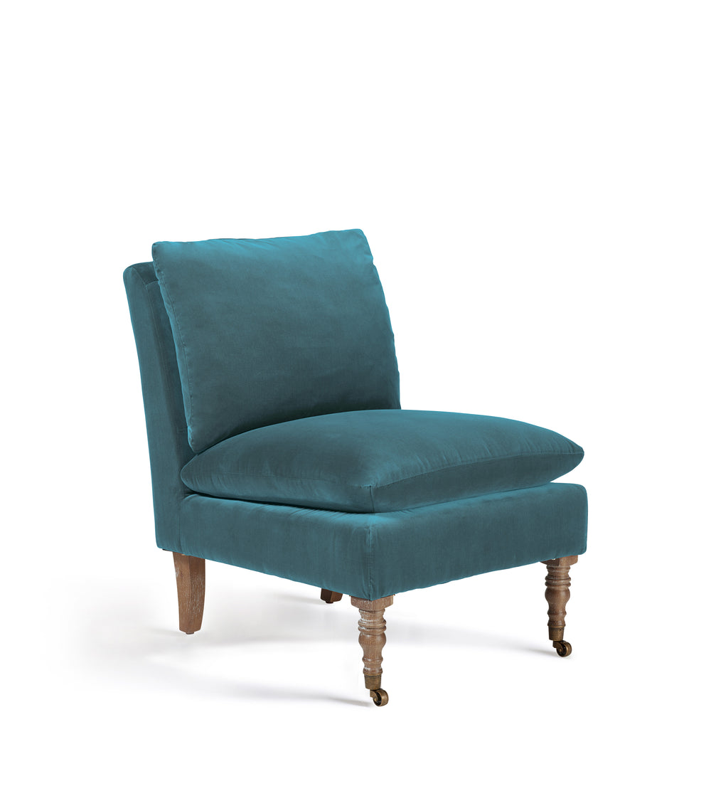 Apadana Velvet Armless Chair - Air Force Blue