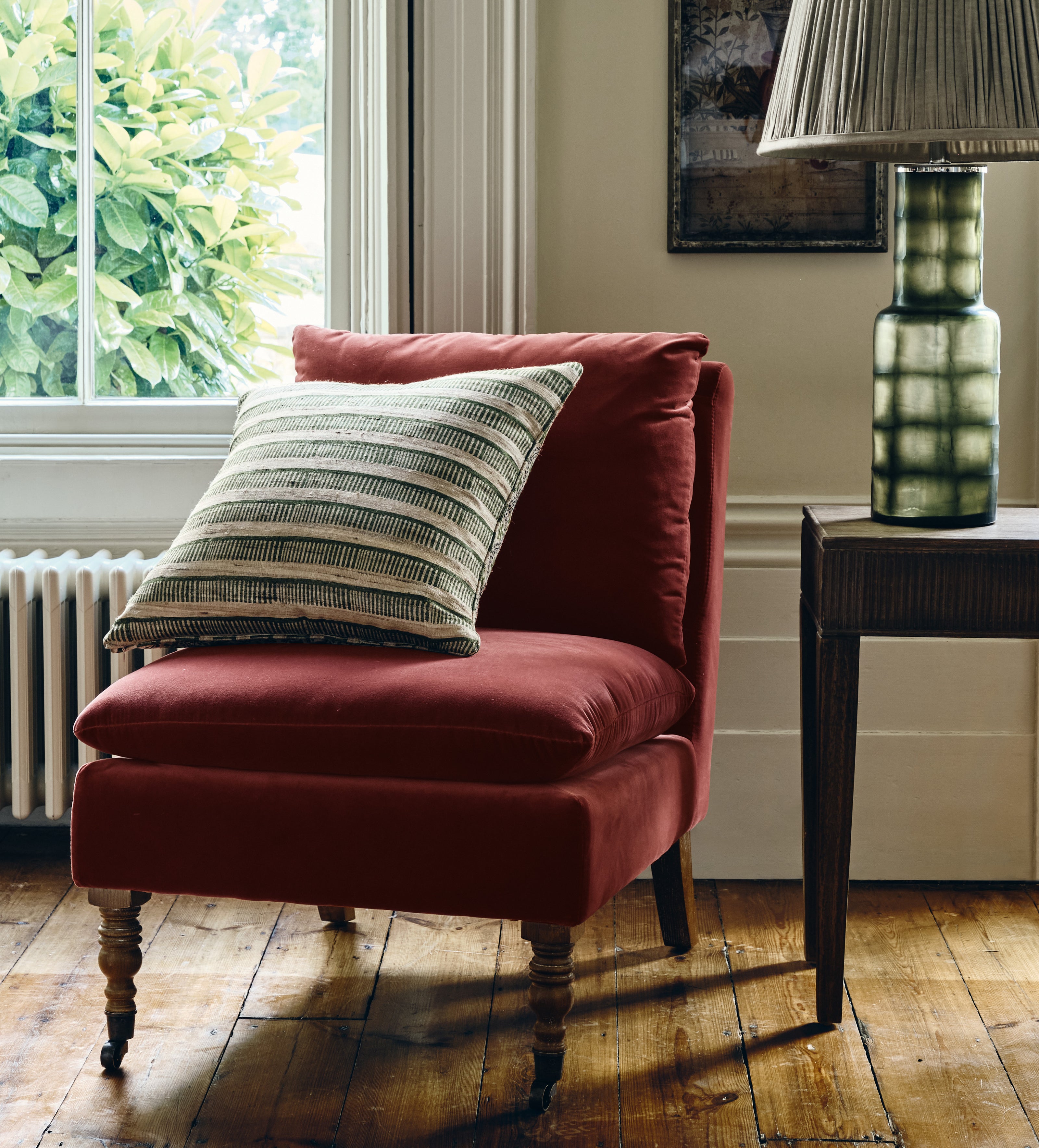 Apadana Velvet Armless Chair - Blood Orange