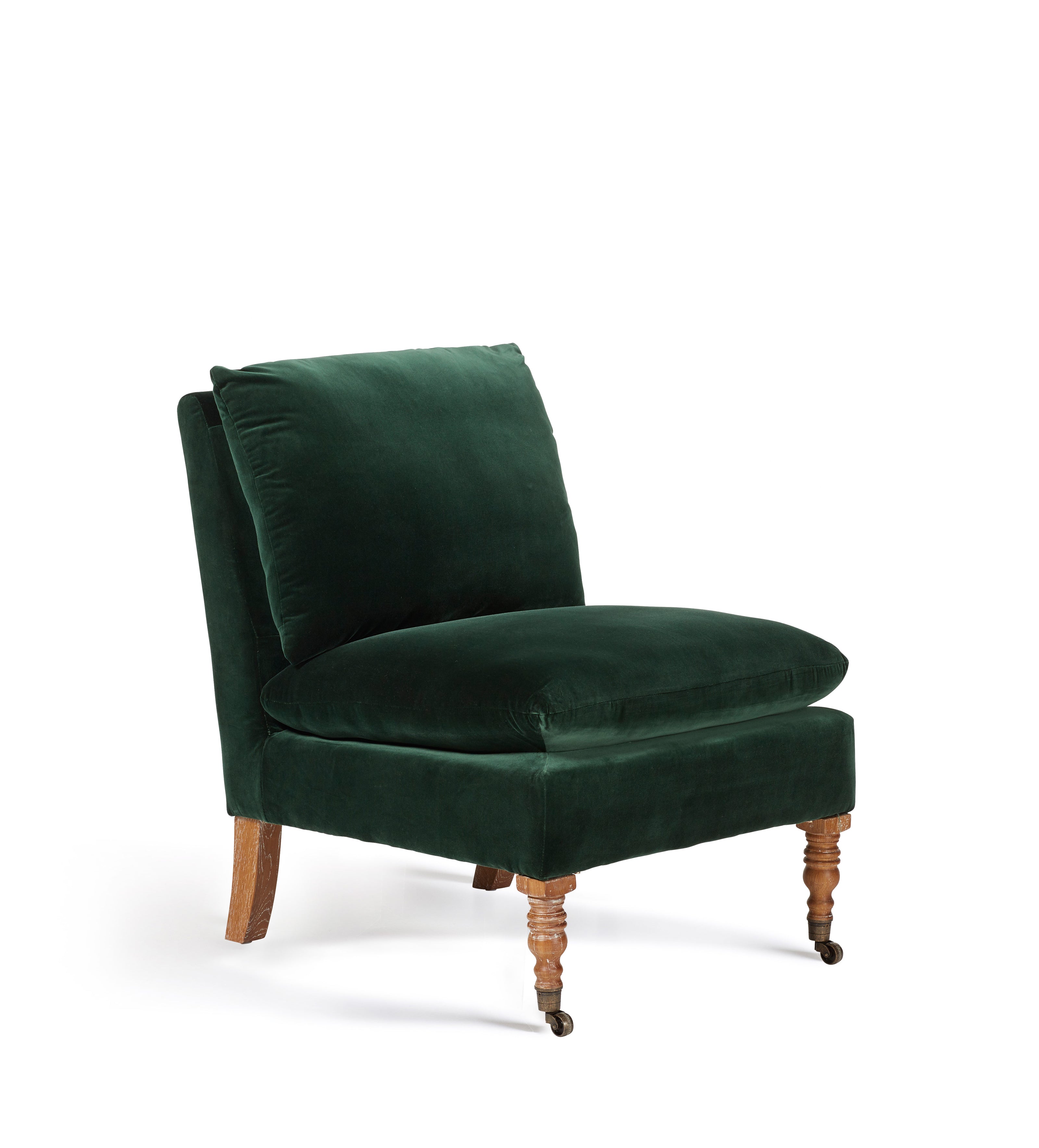 Apadana Velvet Armless Chair Midnight Green OKA