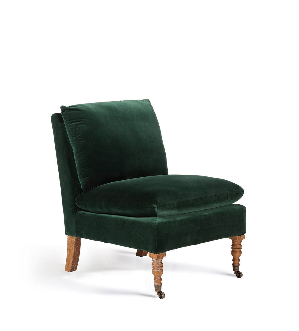 Apadana Velvet Armless Chair - Midnight Green