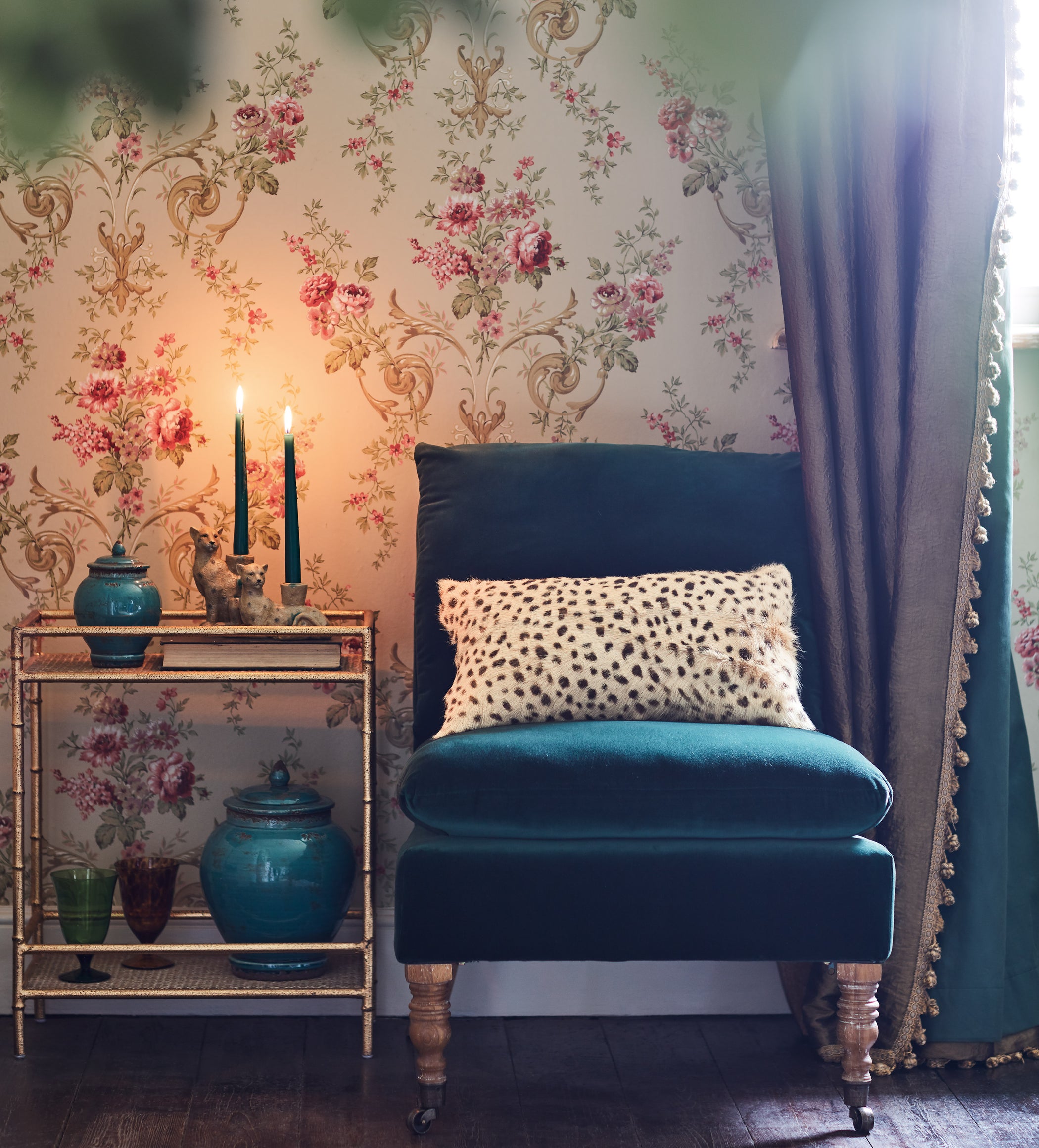 Apadana Velvet Armless Chair - Midnight Green