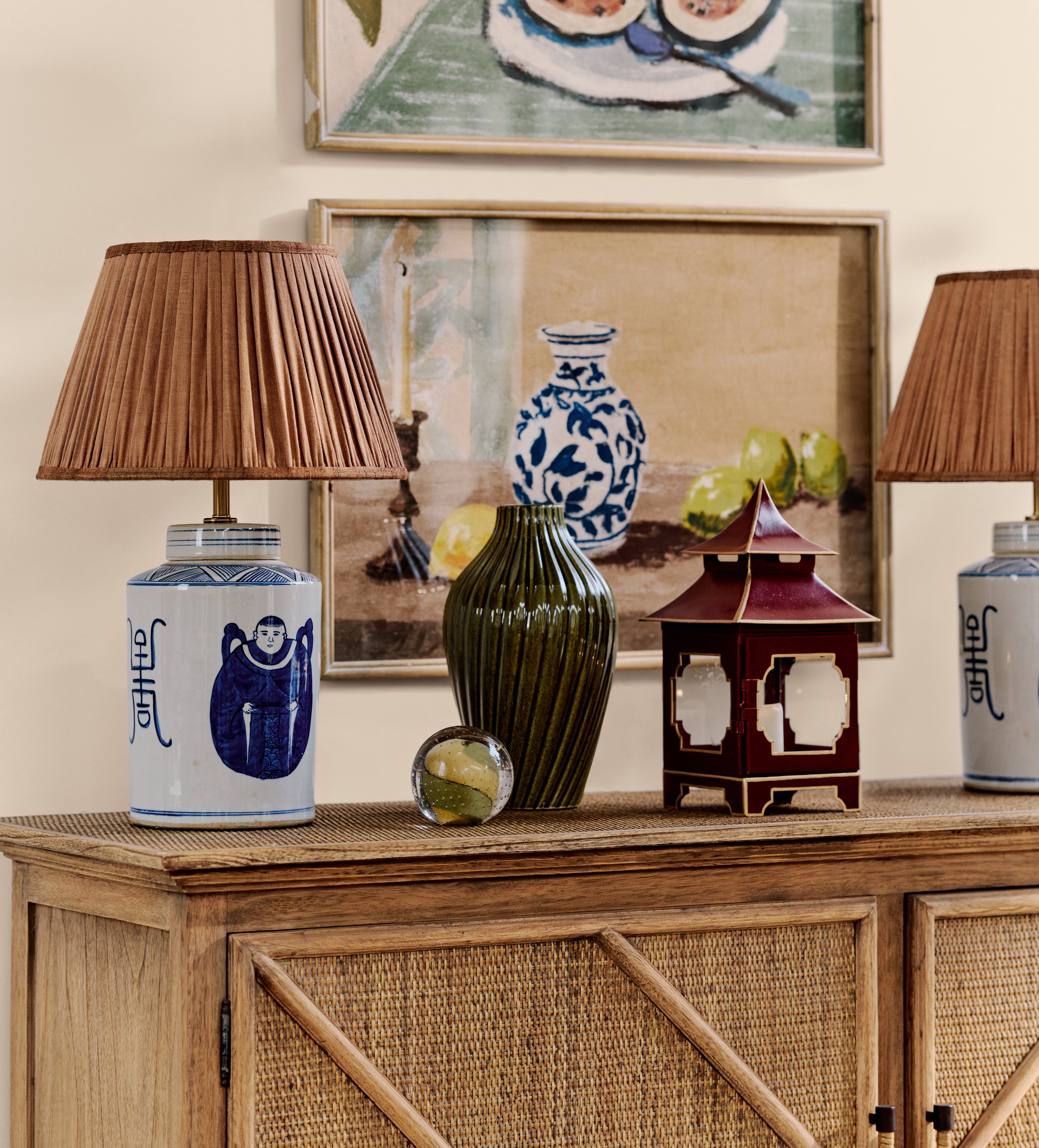 Archibald Pleated Linen Lampshade 35cm - Apricot