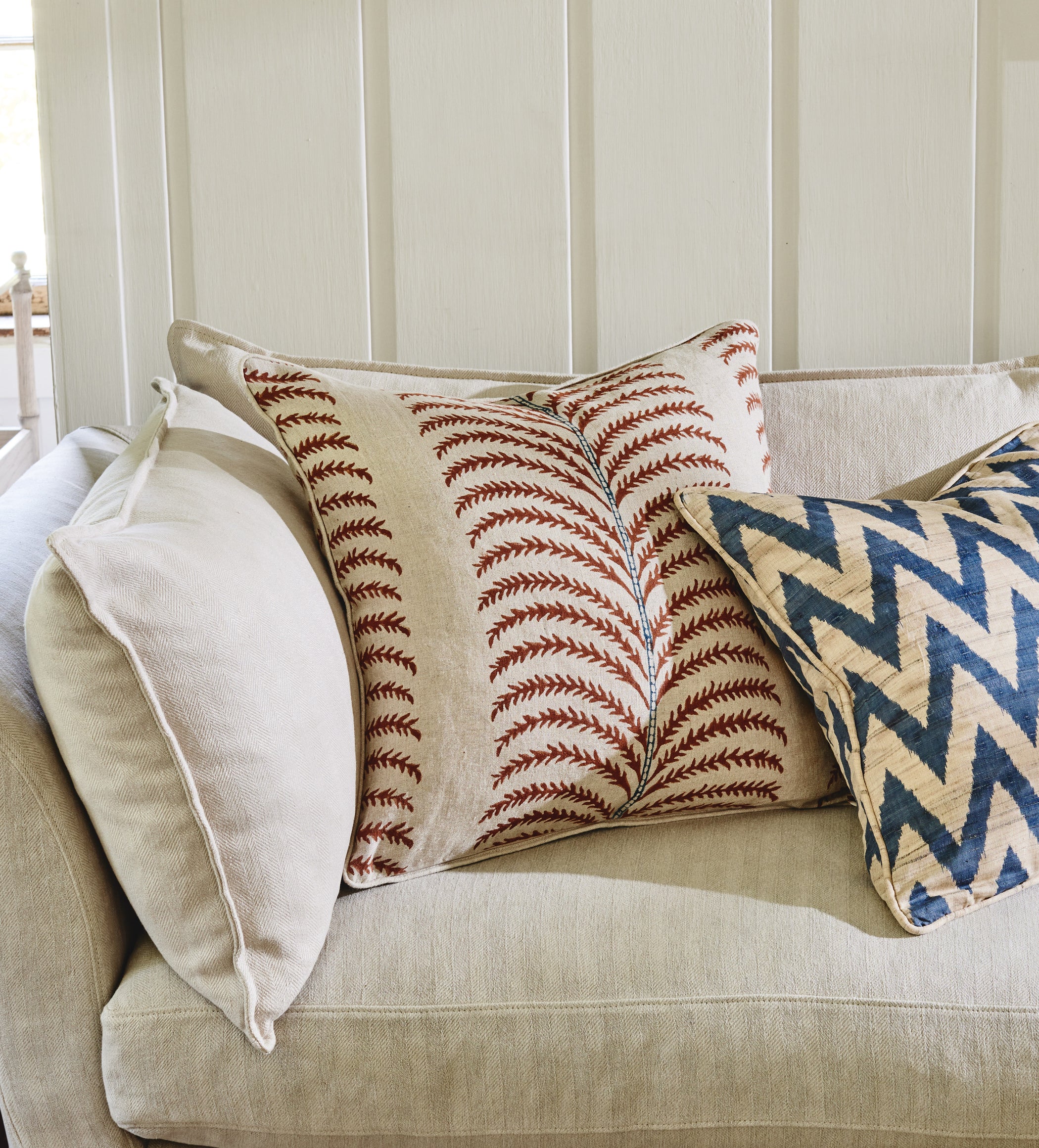 Areca Cushion Cover - Blood Orange/Air Force Blue