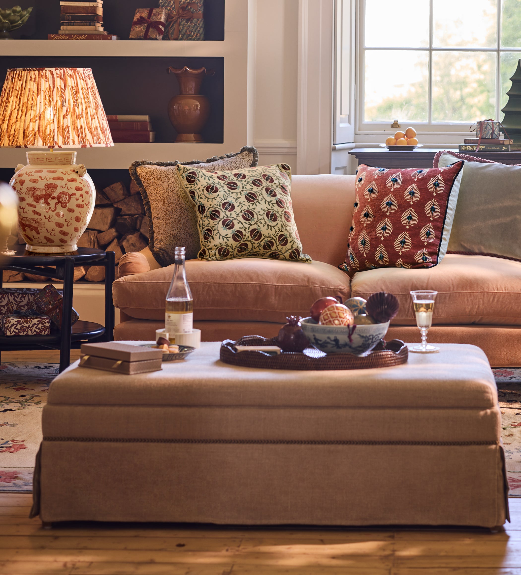 Aston Ottoman - Wild Oats Herringbone
