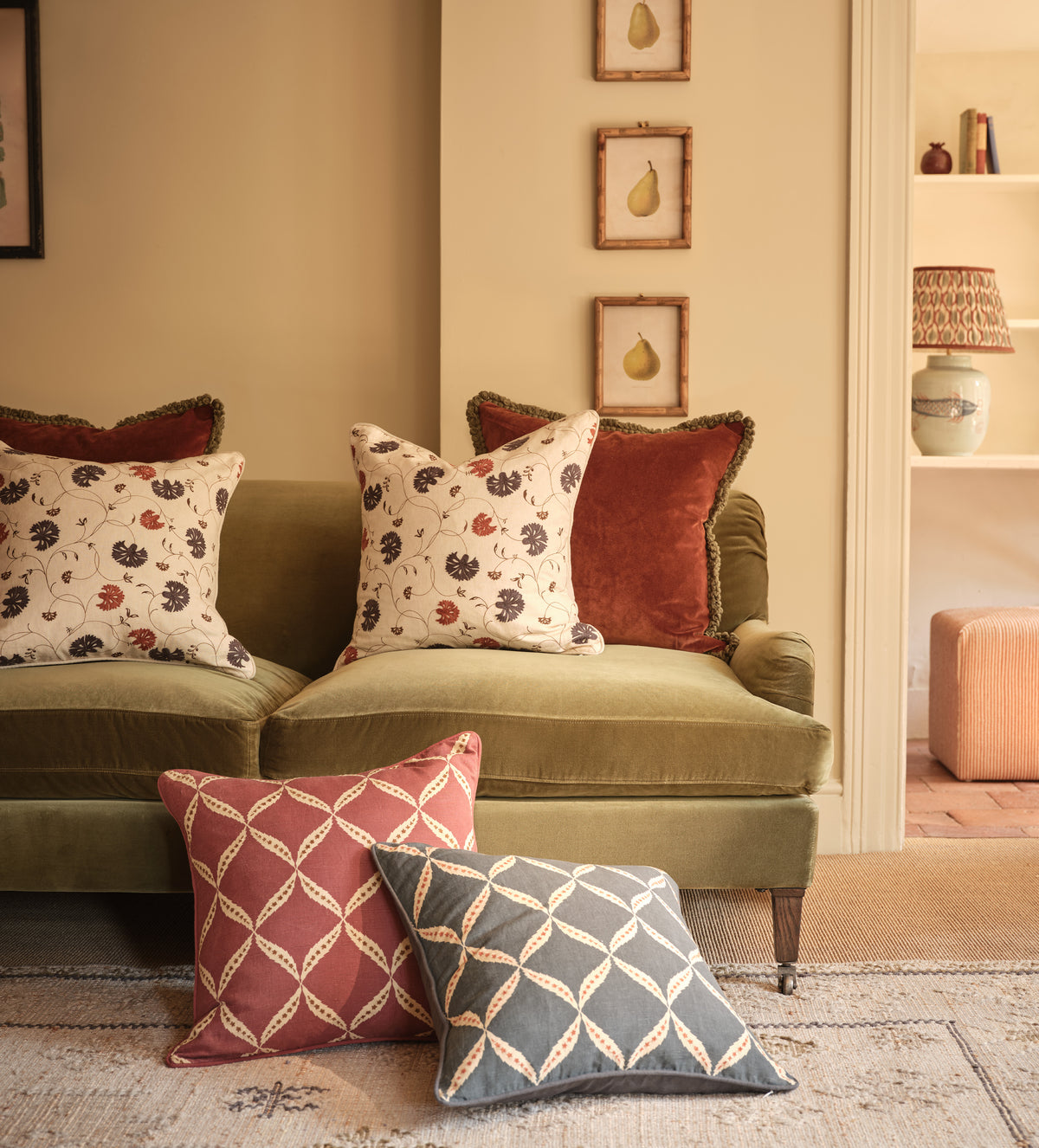 Atara Cushion Cover - Air Force Blue/Russet