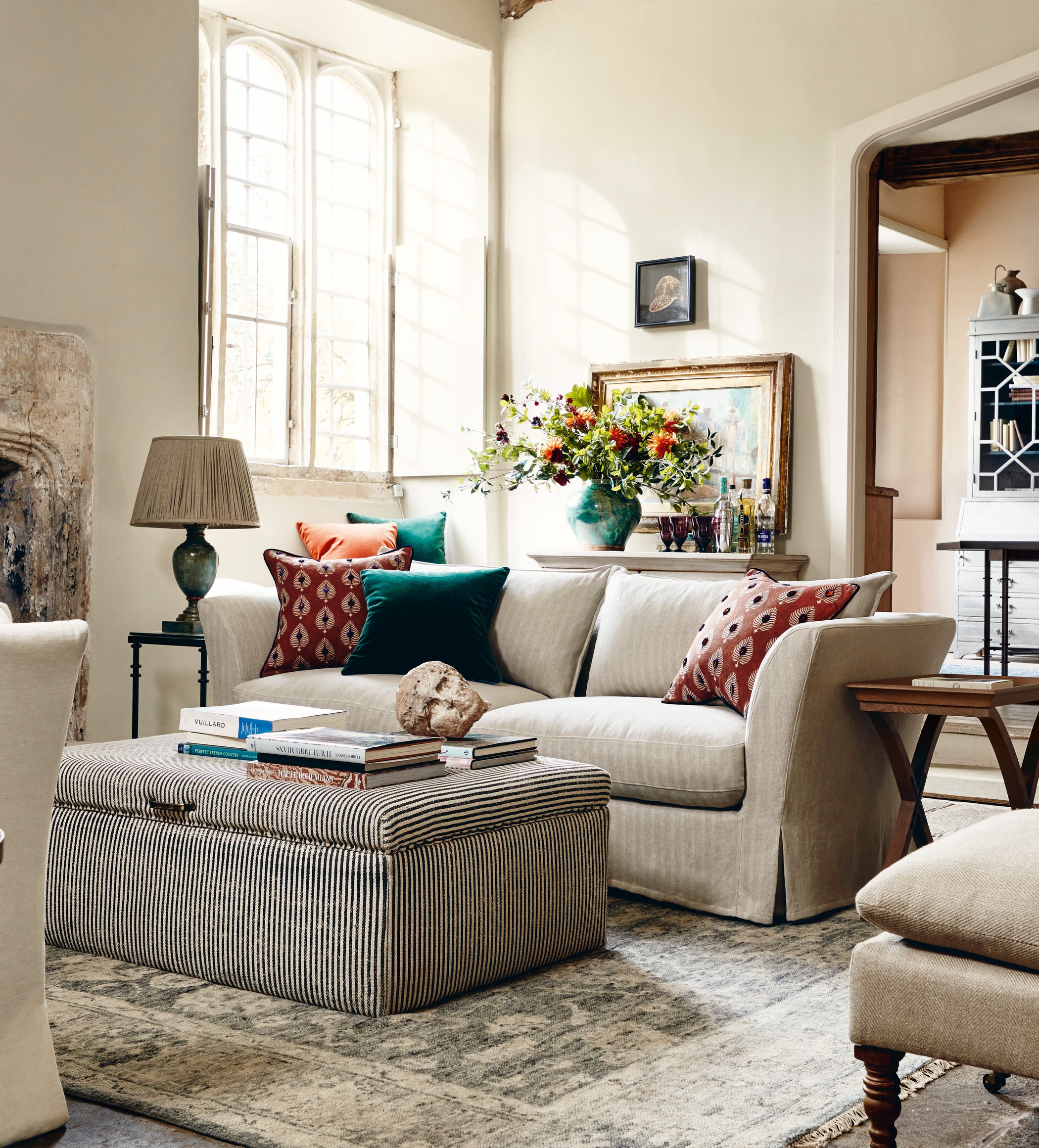 Avitus Linen 3-Seater Sofa - Flax Narrow Herringbone