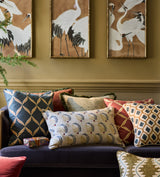 Babur Cushion Cover - Petrol/Ochre