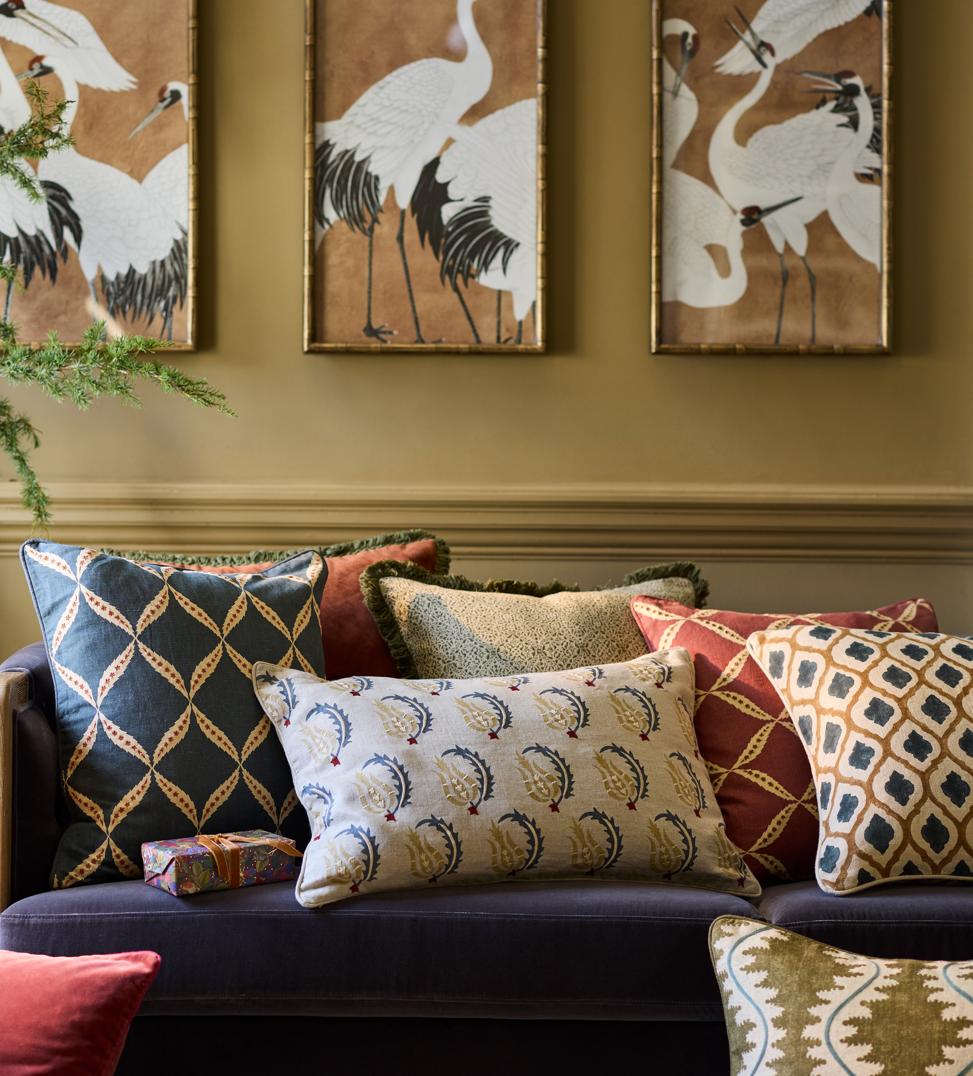 Babur Cushion Cover - Petrol/Ochre