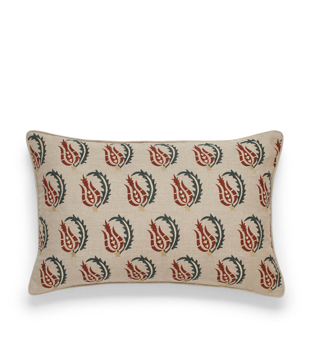 Babur Cushion Cover - Warm Red/Air Force Blue