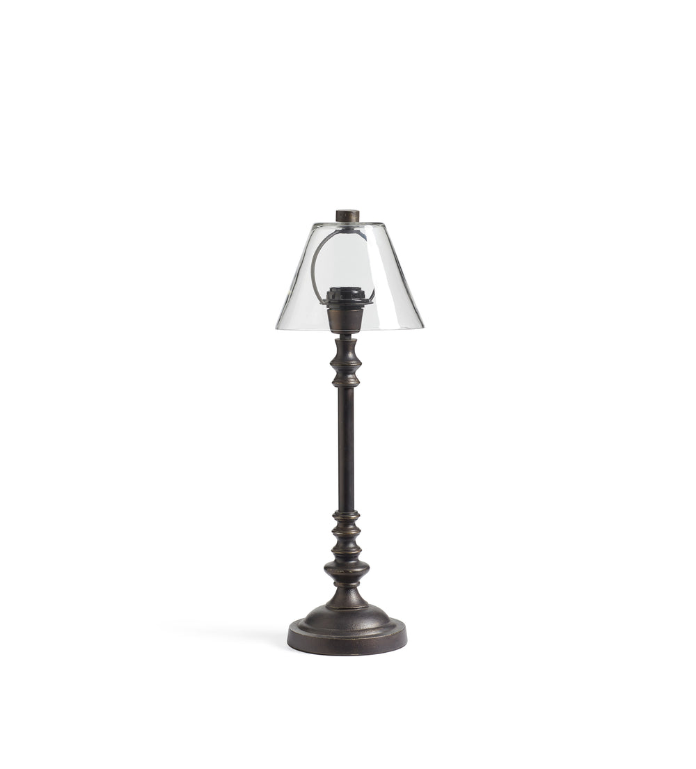 Barton Table Lamp with Glass Shade - Black/Antique Gold